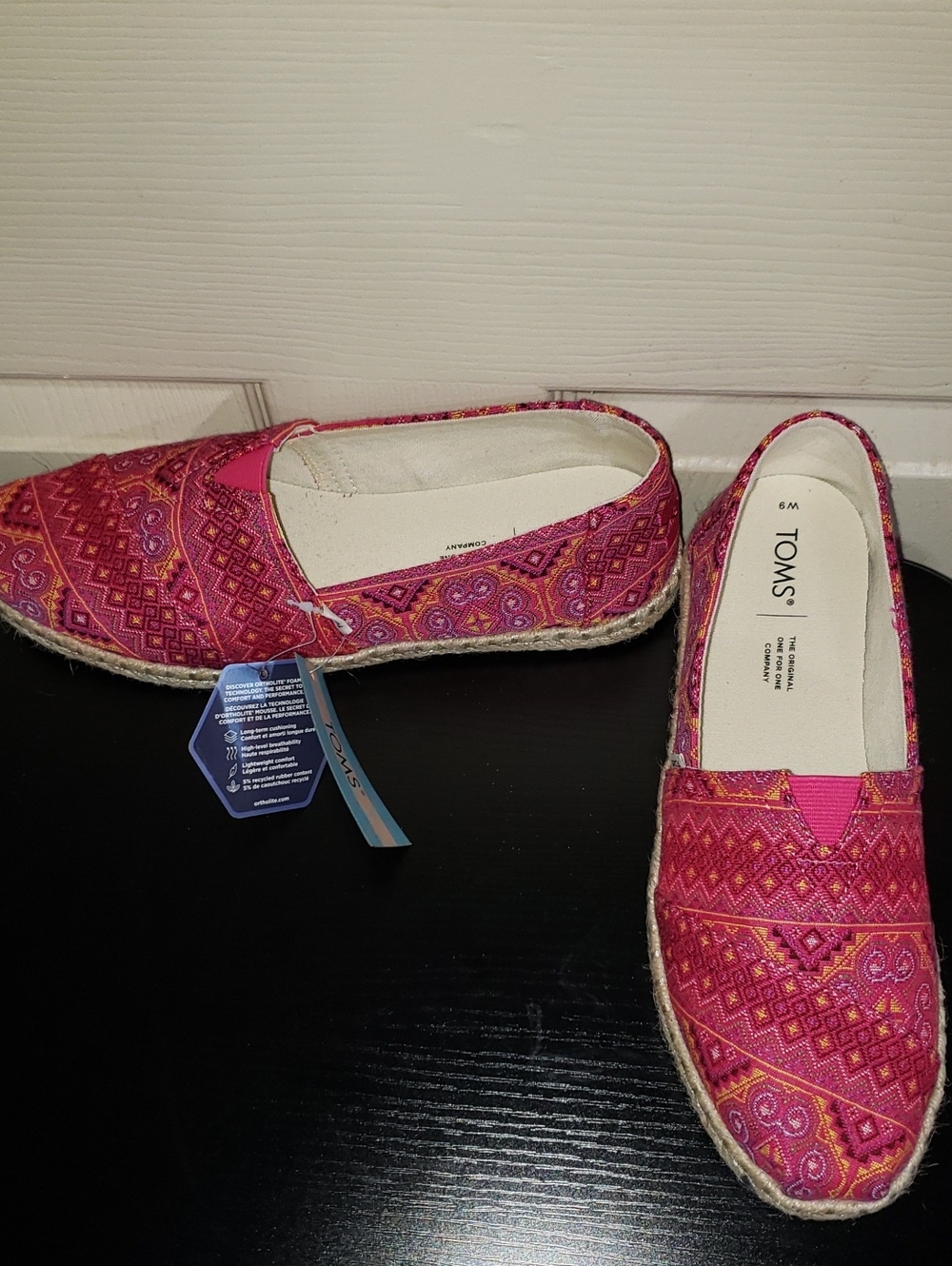 NEW TOMS Pink Patterned Espadrille Slip-On Shoes